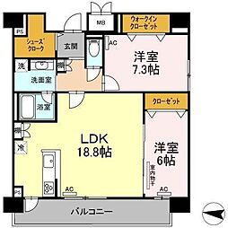 adorable 2LDKの間取図画像