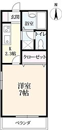 コーポ園田 1Kの間取図画像