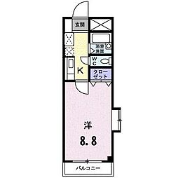 パーク・サイド 1Kの間取図画像