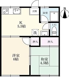 鬼丸アパート 2Kの間取図画像