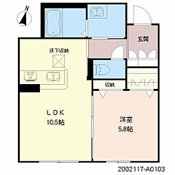 ベレオ佐賀天神 1LDKの間取図画像