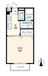 リッツハウス八戸溝1 1Kの間取図画像