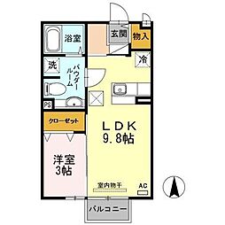 ジュネスOne神園A 1LDKの間取図画像