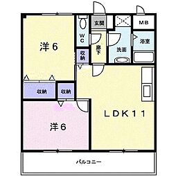 アクロス 2LDKの間取図画像