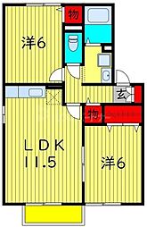 京成松戸線 常盤平駅 徒歩13分の賃貸アパート 1階2LDKの間取り