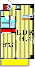 京成松戸線 松戸駅 徒歩5分の賃貸マンション 6階1LDKの間取り