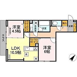 JR常磐線 馬橋駅 徒歩14分の賃貸アパート 1階2LDKの間取り