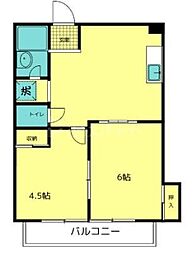 京成松戸線 みのり台駅 徒歩2分の賃貸マンション 2階1LDKの間取り
