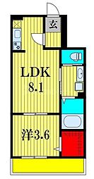 JR常磐線 新松戸駅 徒歩11分の賃貸アパート 3階1LDKの間取り