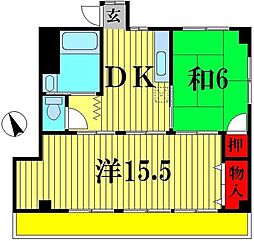JR常磐線 松戸駅 徒歩13分の賃貸マンション 2階2DKの間取り