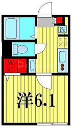 JR常磐線 松戸駅 徒歩13分の賃貸アパート 3階1Kの間取り