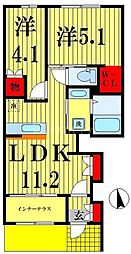 JR常磐線 北小金駅 徒歩24分の賃貸アパート 1階2LDKの間取り