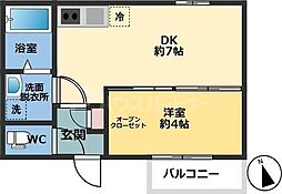 京成松戸線 松戸駅 徒歩9分の賃貸アパート 1階1DKの間取り