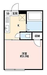京成松戸線 松戸駅 徒歩18分の賃貸アパート 1階1Kの間取り