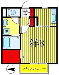 東武野田線 六実駅 徒歩3分の賃貸アパート 1階1Kの間取り