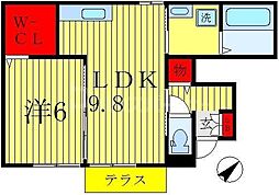 東武野田線 六実駅 徒歩6分の賃貸アパート 1階1LDKの間取り