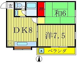 JR常磐線 馬橋駅 徒歩7分の賃貸マンション 1階2DKの間取り