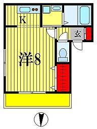 センタービレッチ八柱 ワンルームの間取図画像