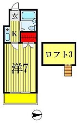 レオパレス松戸第11 1Kの間取図画像