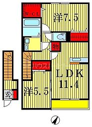 クリアシーズンズC 2LDKの間取図画像