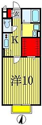 グランモア八柱 1Kの間取図画像