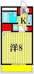 リッツハウス 1Kの間取図画像