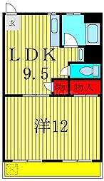 横山マンション 1LDKの間取図画像