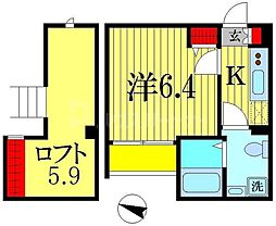 コンフォール 1Kの間取図画像