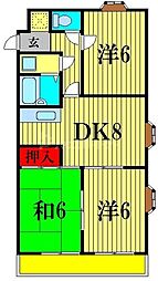 武蔵野レジデンス 3DKの間取図画像
