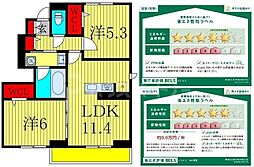エリオス 1階2LDKの間取り