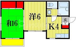 デンヒル天王台 1階2Kの間取り