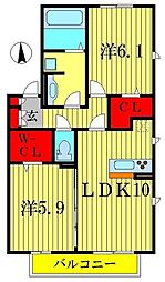 Reale　B 2階2LDKの間取り