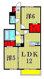 ルアナ 1階2LDKの間取り