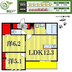 フィカーサ柏の葉 1階2LDKの間取り