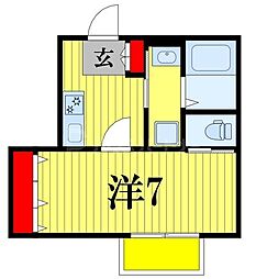 アルカディアメゾン 1Kの間取図画像