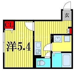 柏市中央1丁目アパート 1Kの間取図画像