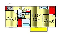 クラレットβ 2LDKの間取図画像