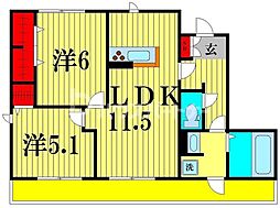 WESTCOURT楓 2LDKの間取図画像