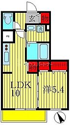ガーデンヒルズA棟 1LDKの間取図画像