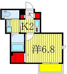 サニーフラットA 1Kの間取図画像