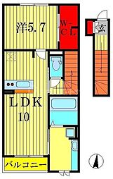 アグスタ初石 1LDKの間取図画像
