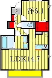 PIECEWOODWITH2 1LDKの間取図画像