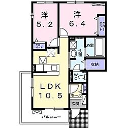 スカイC 2LDKの間取図画像