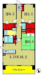 クレストフォルム柏サウスウイング 3LDKの間取図画像