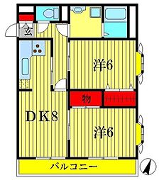 石塚ビル 2DKの間取図画像