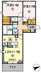 シャンティ 2LDKの間取図画像