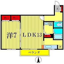 セントラル流桜 1LDKの間取図画像