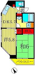グローリアパレス壱番館 2DKの間取図画像