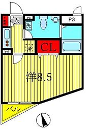 ラフィネ 1Kの間取図画像