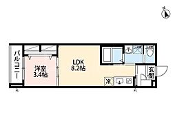 柏市根戸アパート 1LDKの間取図画像